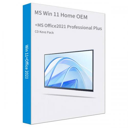 Official MS Win 11 Home OEM +MS Office2021 Professional Plus CD Keys Pack